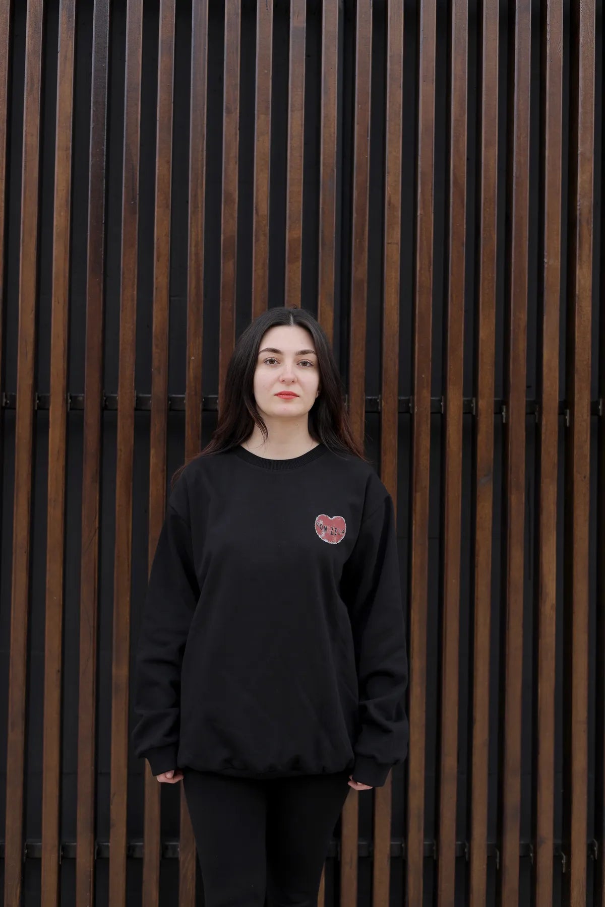 Con Zela Almıla Printed Unisex Oversized Black Sweatshirt