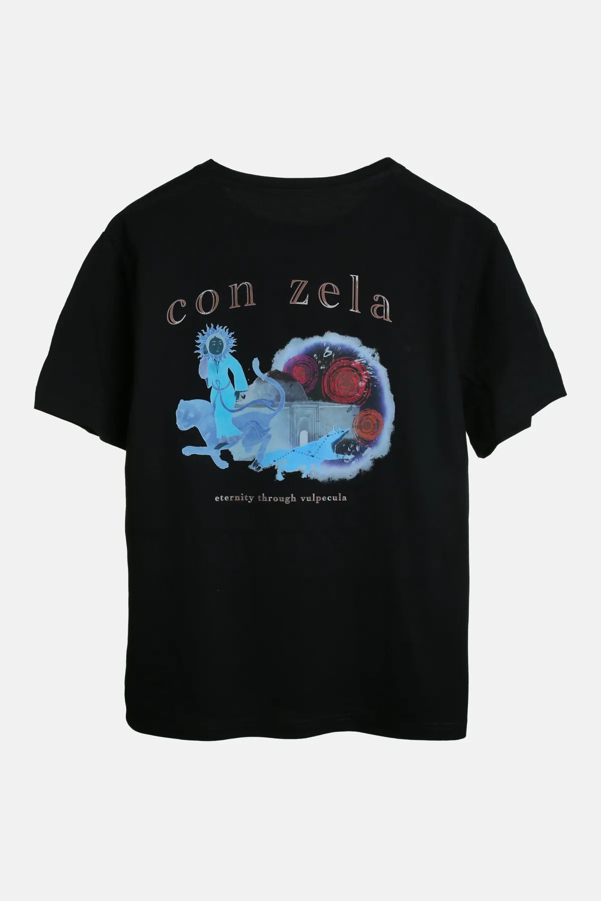 Con Zela Vulpecula Printed Unisex Oversized Black T-shirt