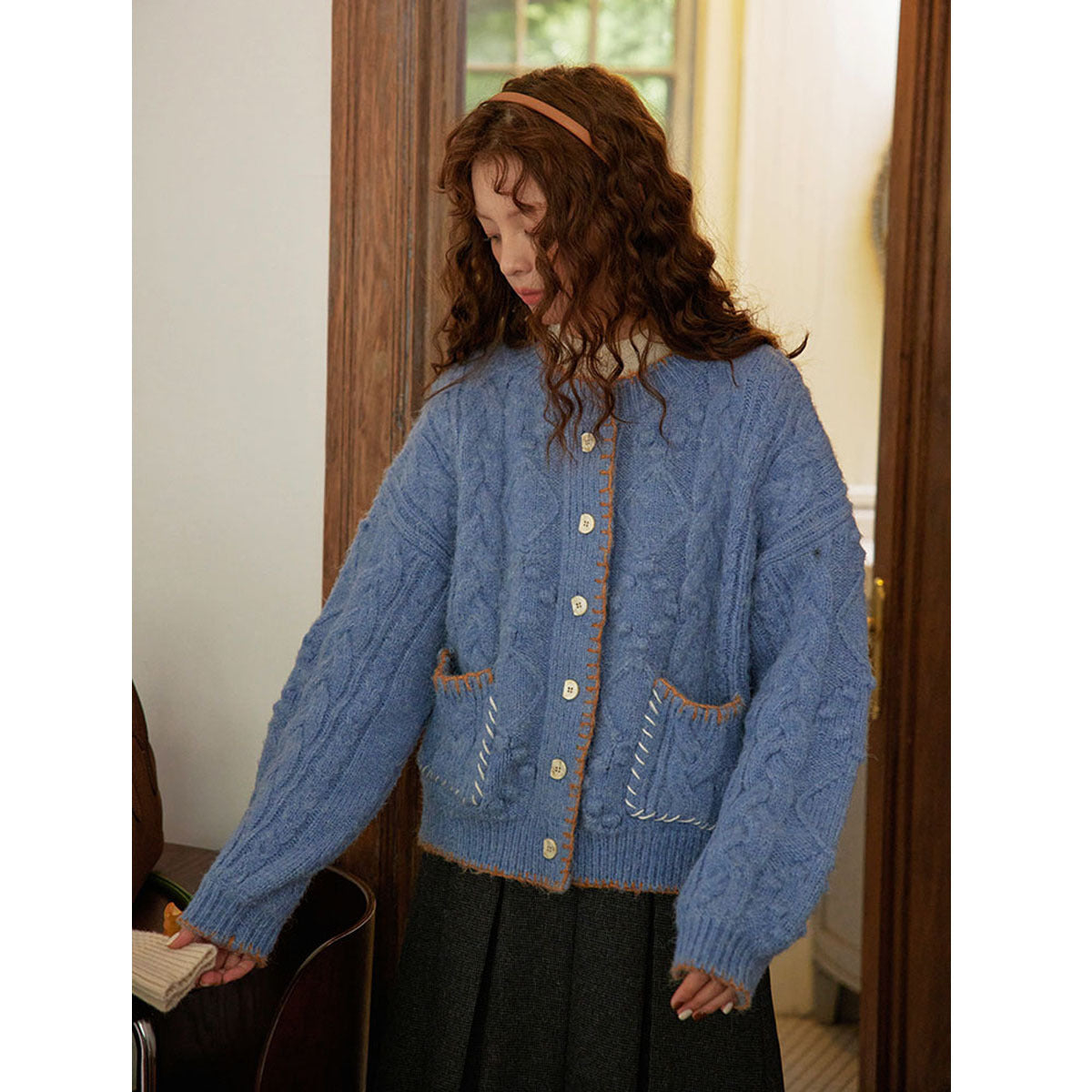 Machine Embroidery Design Knitted Cardigan For Women