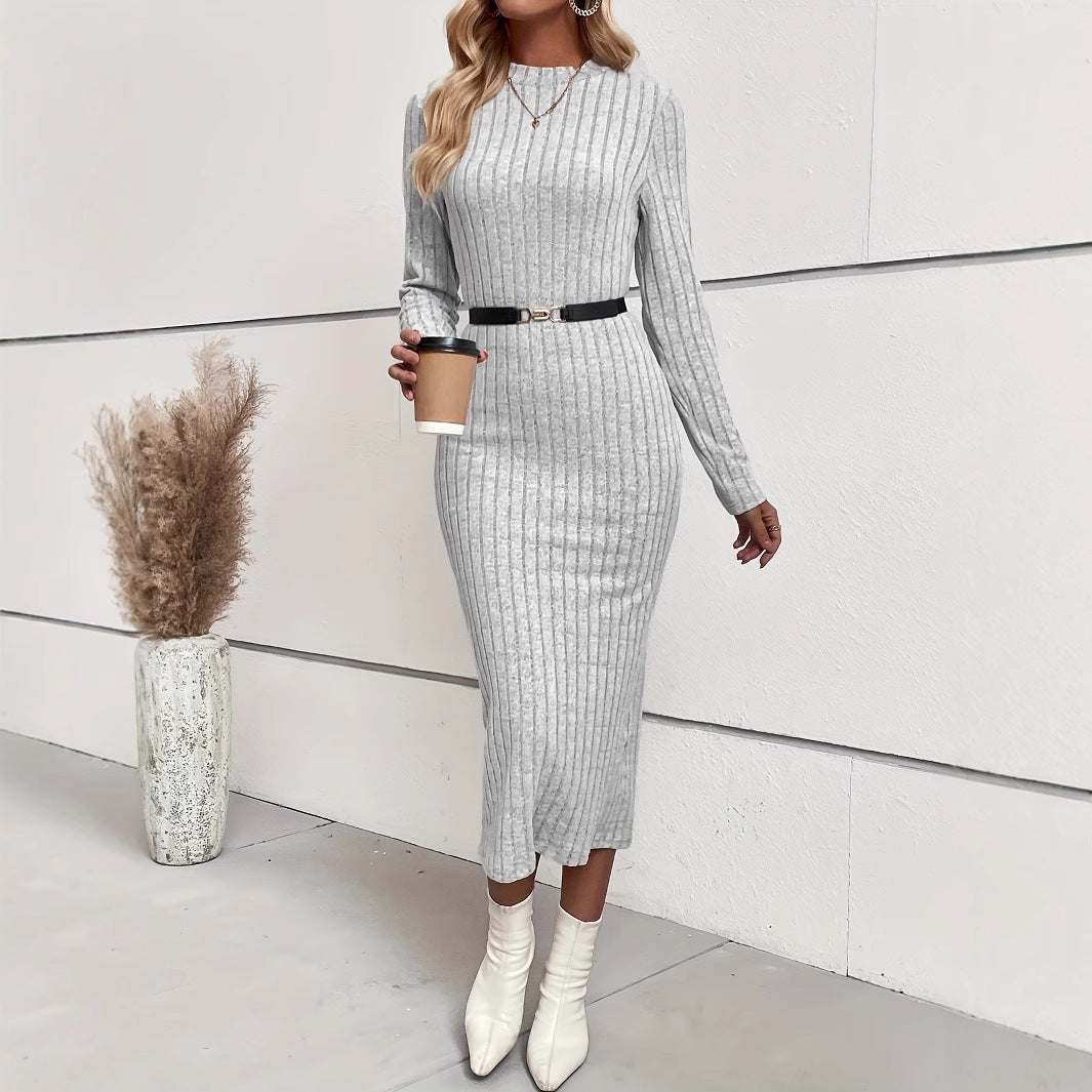 Autumn And Winter Knitted Jacquard Dress Slim Fit