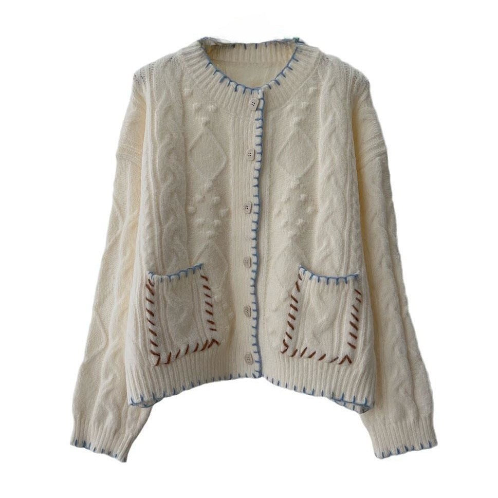 Machine Embroidery Design Knitted Cardigan For Women