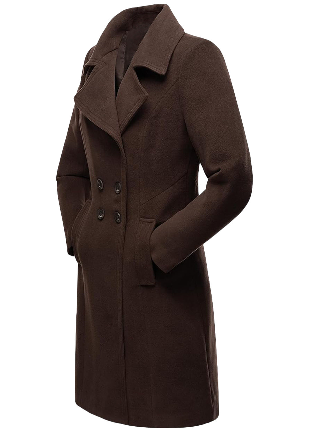 Long Woolen Women's Coat Indoor And Outdoor Casual Jacket Double Breasted