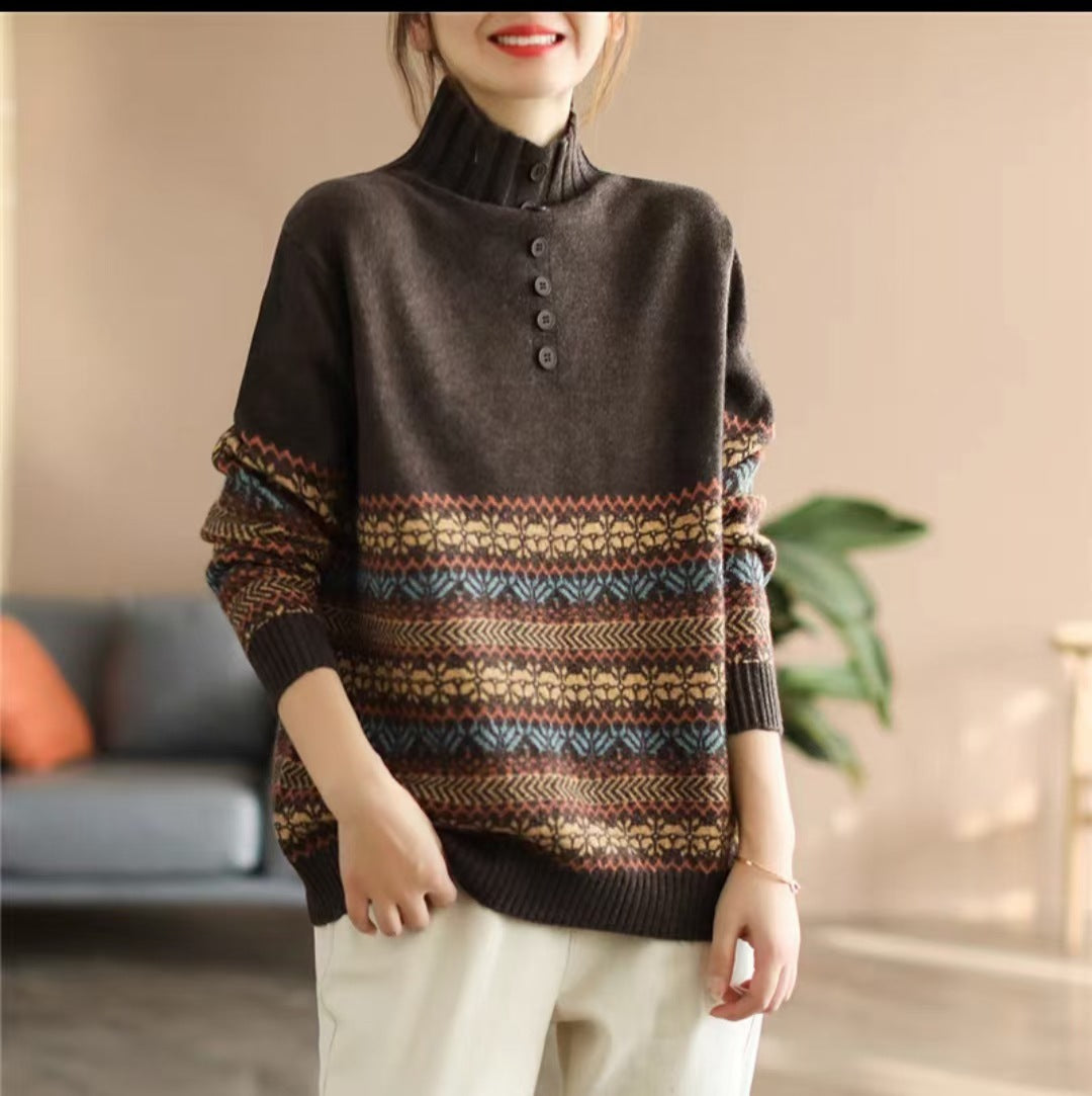 Turtleneck Fashion All-match Loose Knitted Sweater Autumn And Winter New