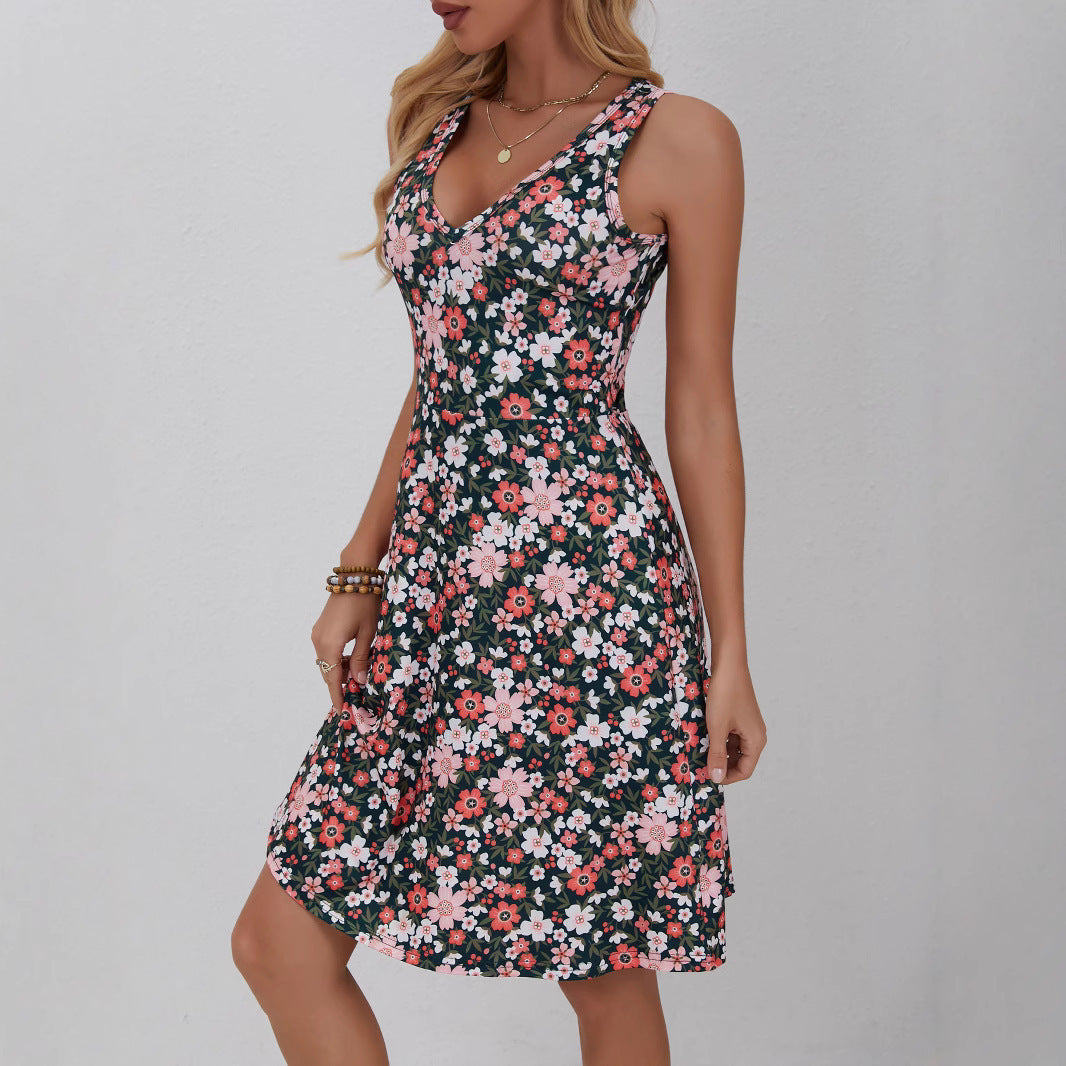 V-neck Vest Slim-fit Beach Dress