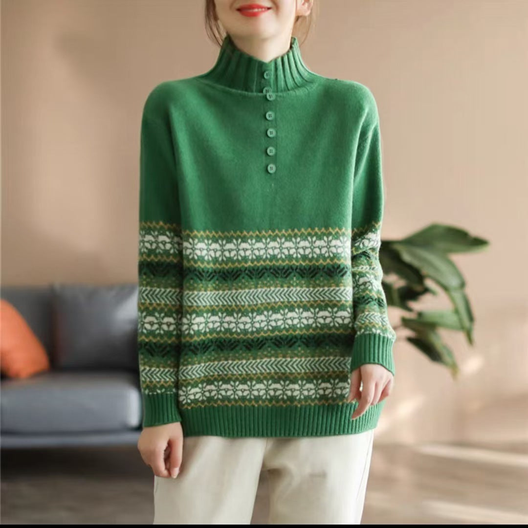 Turtleneck Fashion All-match Loose Knitted Sweater Autumn And Winter New